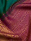 The Classic Silk Saree in Parakeet green and Byzantine Purple Border