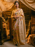 Floral Biscoff & Gold Zari Saree