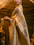 Floral Biscoff & Gold Zari Saree