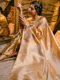 Floral Biscoff & Gold Zari Saree