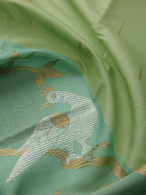 Running Bird Border in Pale Teal