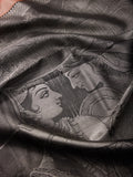 Radha Krishna Border in Peach Houndstooth