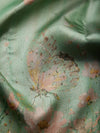 Flowering Gardens in Teal & Silver Zari