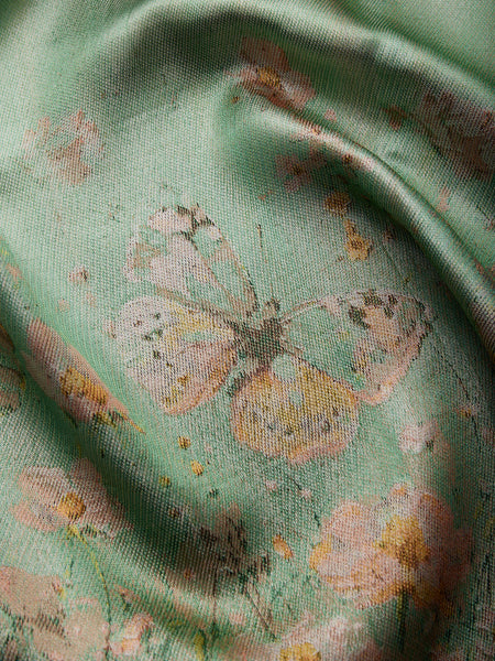 Flowering Gardens in Teal & Silver Zari