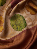 Four Flowers in Ivory & Gold Zari
