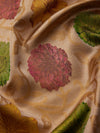 Four Flowers in Ivory & Gold Zari