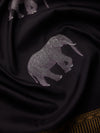 Elephants in Black & Gold Zari