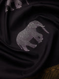 Elephants in Black & Gold Zari