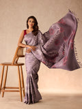 Art Deco Lines in Steel Silk Saree