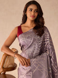 Art Deco Lines in Steel Silk Saree