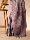 Art Deco Lines in Steel Silk Saree