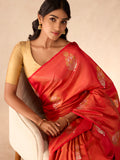 Damask Flowers in Gold & Chilli Red