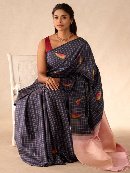 Paisley Bhutta Indigo Kattam Saree
