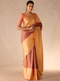 Burgundy & Peach Korvai Saree