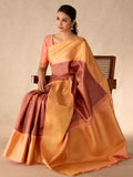 Burgundy & Peach Korvai Saree