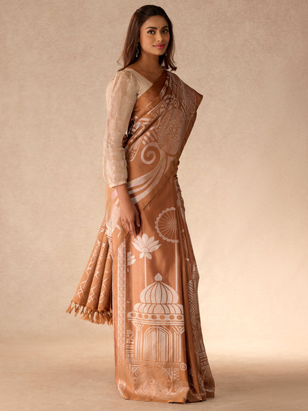 Indian Deco in Biscoff Reversible Silk Saree