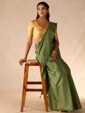 Moss Green Seer Lines in Silk & 3 Gram Gold