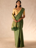 Moss Green Seer Lines in Silk & 3 Gram Gold