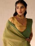 Moss Green Seer Lines in Silk & 3 Gram Gold