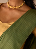 Moss Green Seer Lines in Silk & 3 Gram Gold
