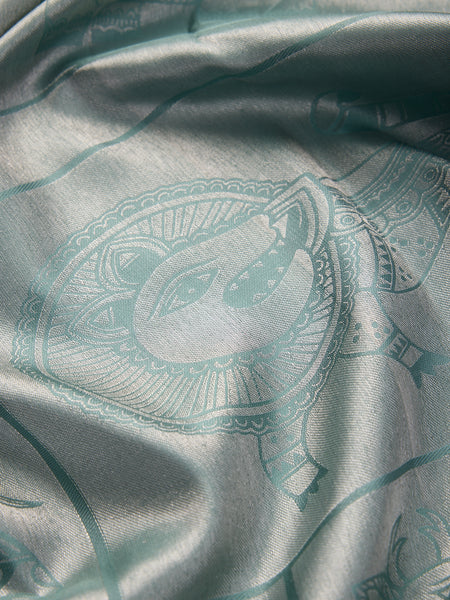 Vanasingaram Art Deco in Teal Reversible Silk Saree