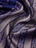 Vanasingaram Art Deco Navy Blue & Silver Zari