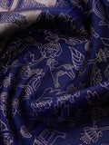 Vanasingaram Art Deco Navy Blue & Silver Zari