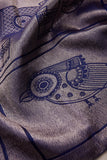Vanasingaram Art Deco Navy Blue & Silver Zari