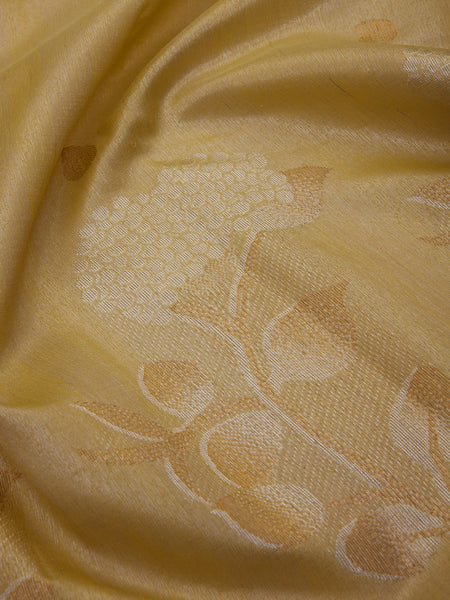Lemon & Silver Floral in Yellow Silk
