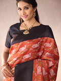 Pichwai in Black Zari & Burnt Orange