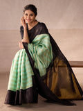 Teal Green Veldari Korvai in Black Zari