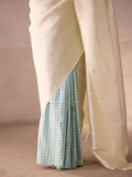 Ivory & Baby Blue Half & Half Brocade
