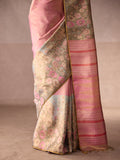 Taffy Pink Gold Zari Saree & Ice Blue Spring Blossom Border