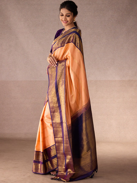Peach Gold Zari Veldari