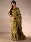 Eternal Swan Motif in Bottle Green Silk & Gold Zari