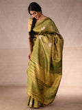 Eternal Swan Motif in Bottle Green Silk & Gold Zari