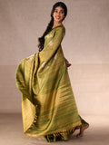 Eternal Swan Motif in Bottle Green Silk & Gold Zari