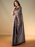 Black & Ivory Stamp Half & Half Saree