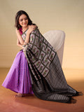 Black & Ivory Stamp Half & Half Saree