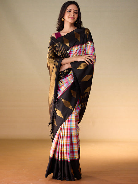 Rainbow Madras Checks with Black Border