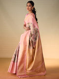 Floral Canvas in Gold Zari & Taffy Pink Border