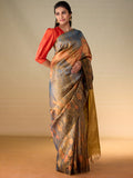 Spring Blossom Seamless Gold Zari Saree  in Gold Zari