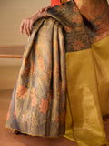 Spring Blossom Seamless Gold Zari Saree  in Gold Zari