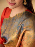 Spring Blossom Seamless Gold Zari Saree  in Gold Zari