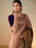 Gold Zari & Purple Mauve Saree with Spring Bloom Border