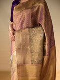 Gold Zari & Purple Mauve Saree with Spring Bloom Border