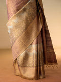Gold Zari & Purple Mauve Saree with Spring Bloom Border