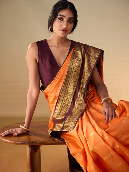 Fuzzy Peach Gold Zari Veldari