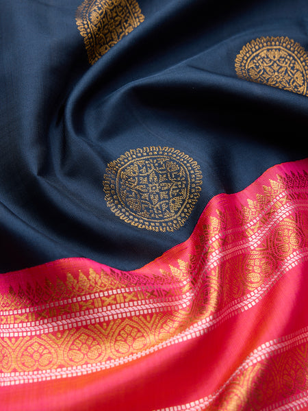 Medallions in Indigo & Fuschia Pink