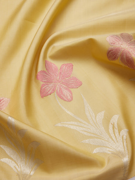 Pink Floral Border in Pale Lime
